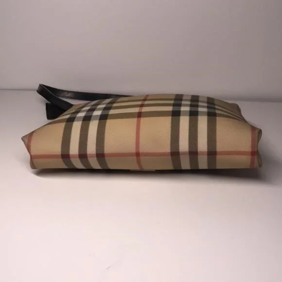 Pre-Loved Authentic BURBERRY Nova Check Pouch Handbag – Beige/Black PVC 👜 - Picture 9 of 12